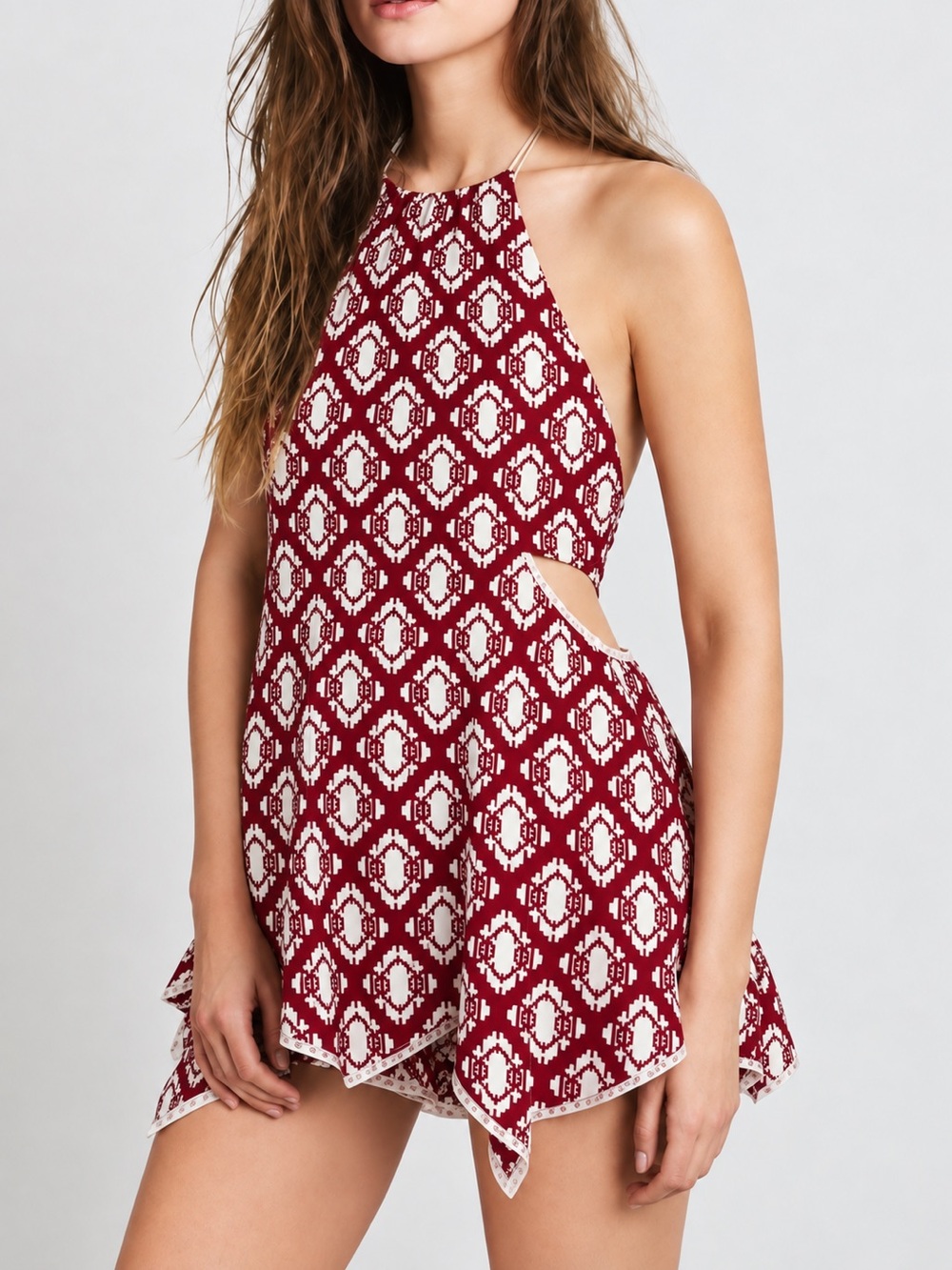 Free People maroon boho romper, XS
